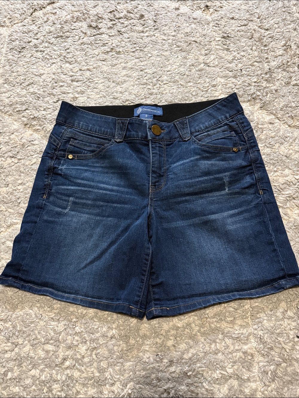 Democracy Dark Blue Denim Mid-Rise Jean Shorts